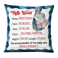 Personalized Baby Birth Announcement Elephant Pillow DB63 26O36 thumb 1