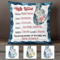 Personalized Baby Birth Announcement Elephant Pillow DB63 26O36 thumb 1