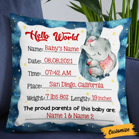 Personalized Baby Birth Announcement Elephant Pillow DB63 26O36 thumb 1