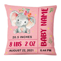 Personalized Baby Birth Announcement Elephant Pillow DB62 30O53 thumb 1