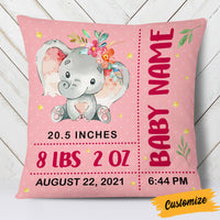 Personalized Baby Birth Announcement Elephant Pillow DB62 30O53 thumb 1