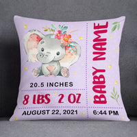 Personalized Baby Birth Announcement Elephant Pillow DB62 30O53 thumb 1