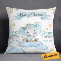 Personalized Baby Birth Announcement Elephant Pillow DB64 26O58 thumb 1