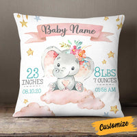 Personalized Baby Birth Announcement Elephant Pillow DB64 26O58 thumb 1