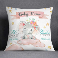 Personalized Baby Birth Announcement Elephant Pillow DB64 26O58 thumb 1