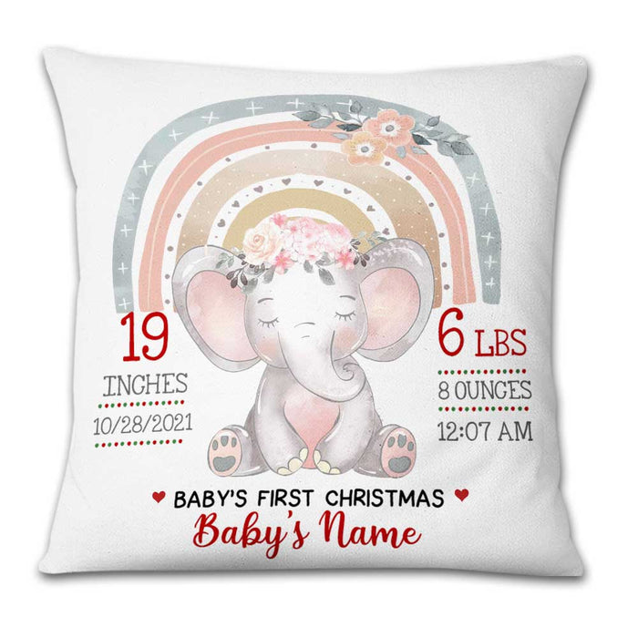 Personalized Baby Birth Announcement Elephant Pillow DB63 30O23 1