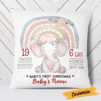 Personalized Baby Birth Announcement Elephant Pillow DB63 30O23 thumb 1