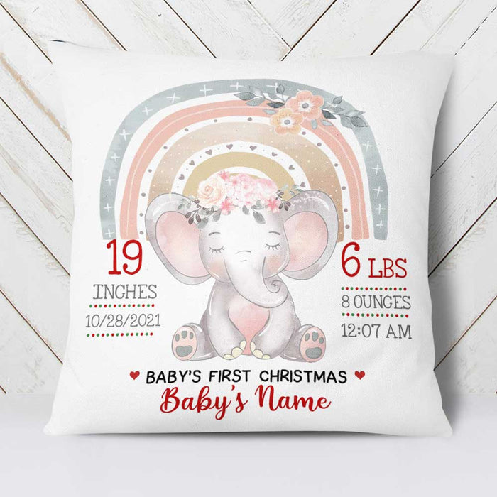 Personalized Baby Birth Announcement Elephant Pillow DB63 30O23 1