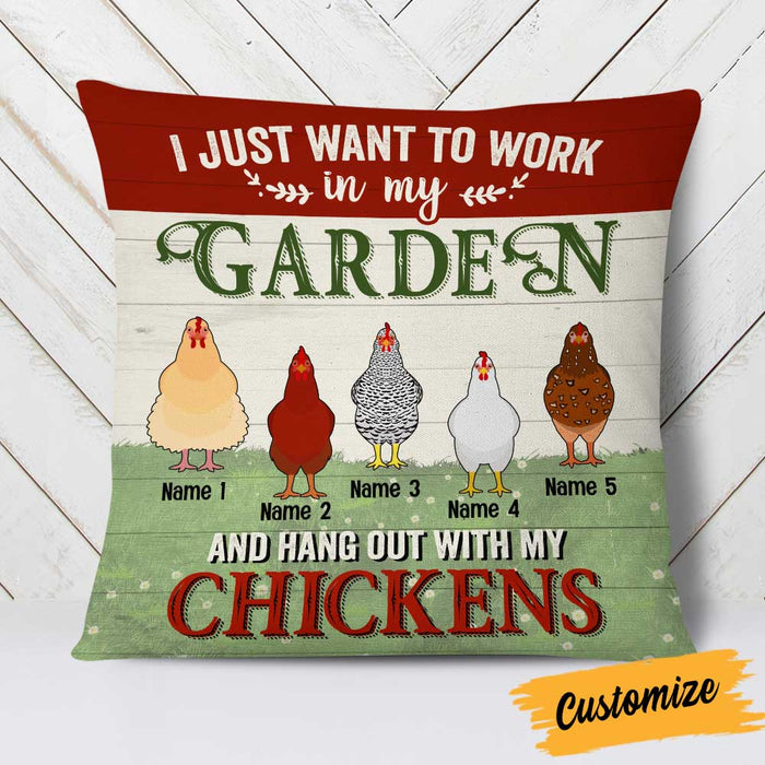 Personalized Love Gardening With Chicken Pillow DB66 95O58 1