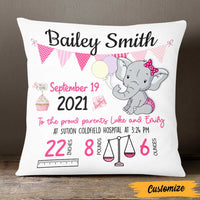 Personalized Elephant Baby Birth Announcement Pillow DB61 87O47 thumb 1