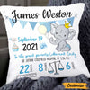 Personalized Elephant Baby Birth Announcement Pillow DB61 87O47 1