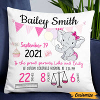 Personalized Elephant Baby Birth Announcement Pillow DB61 87O47 thumb 1