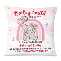 Personalized Elephant Baby Birth Announcement Pillow DB62 87O57 thumb 1
