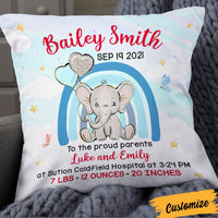 Personalized Elephant Baby Birth Announcement Pillow DB62 87O57 thumb 1
