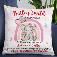 Personalized Elephant Baby Birth Announcement Pillow DB62 87O57 thumb 1