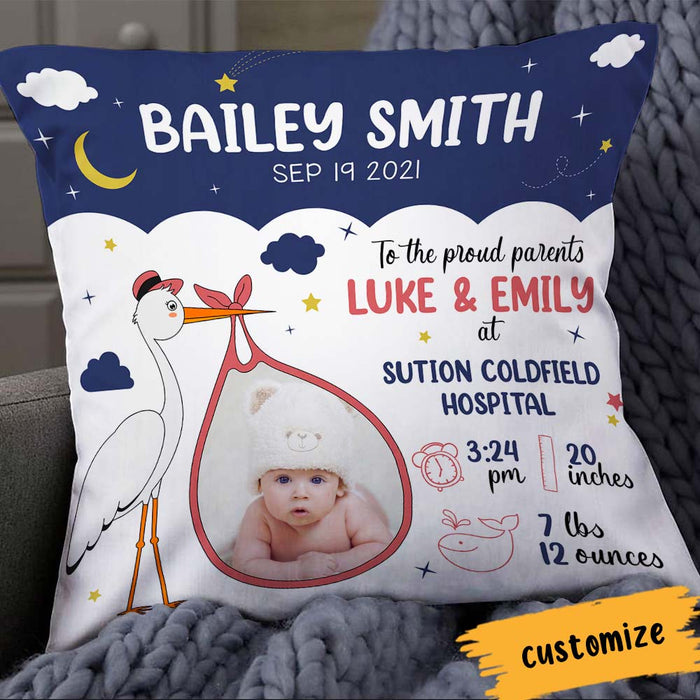 Personalized Photo Baby Birth Announcement Pillow DB63 87O66 1