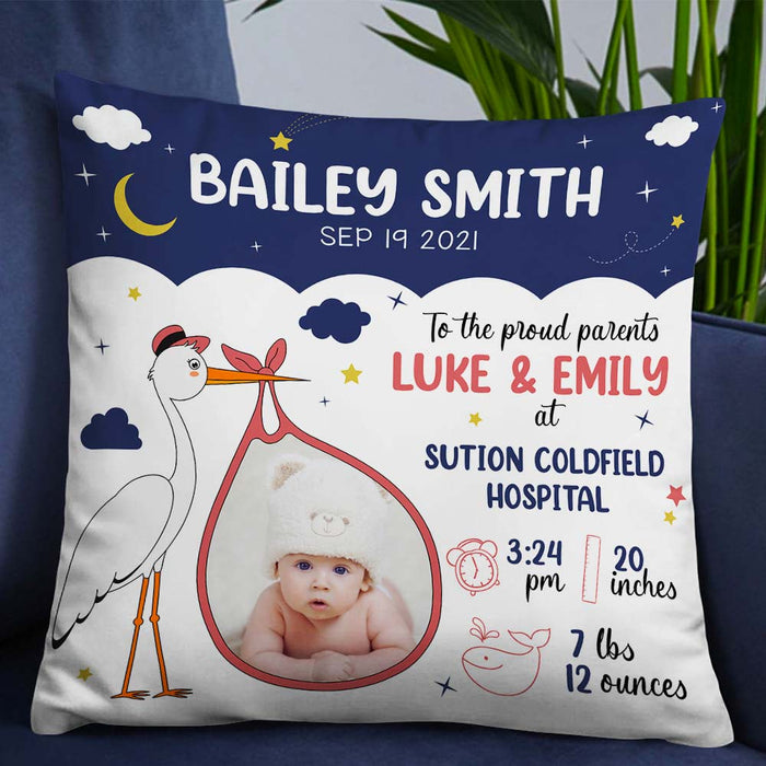 Personalized Photo Baby Birth Announcement Pillow DB63 87O66 1