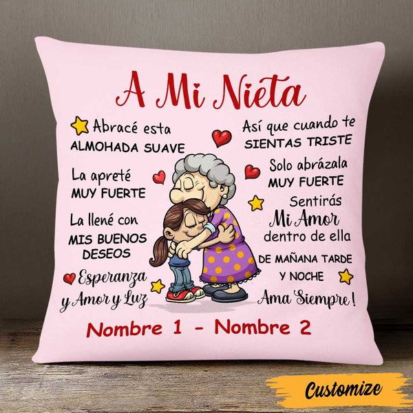 Meemaw - Almohada de abuela con nombre personalizado para niños, con texto  en inglés «We Hugged This Pillow - Funda de almohada personalizada para