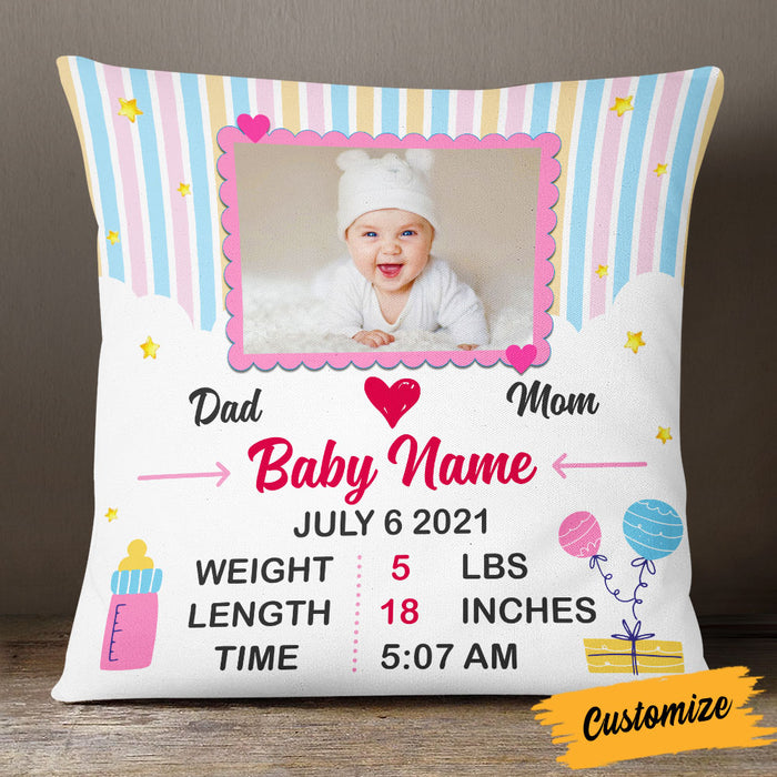 Personalized Baby Birth Announcement Photo Pillow DB62 23O53 1