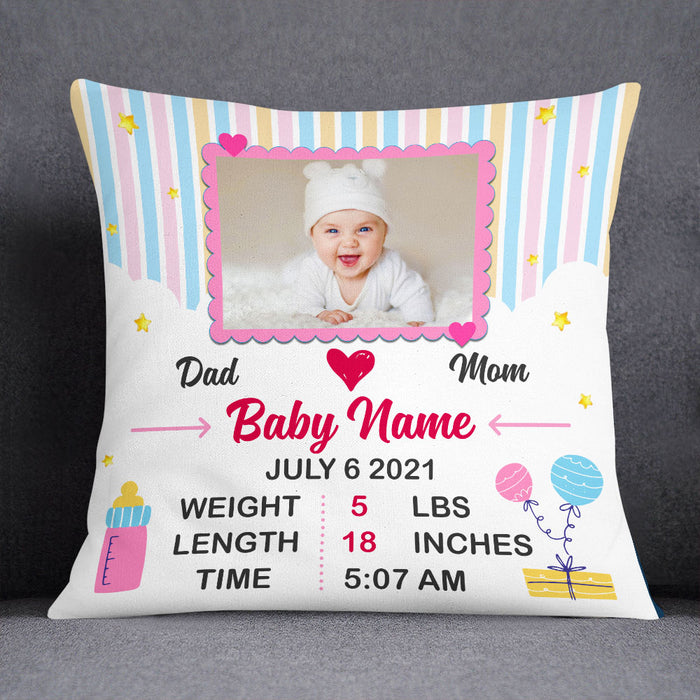 Personalized Baby Birth Announcement Photo Pillow DB62 23O53 1