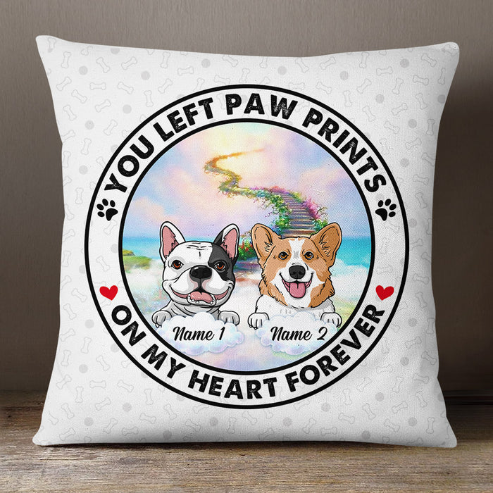 Personalized You Left Paw Prints on My Heart Dog Memorial Pillow AP33 67O53 (Insert Included) 1