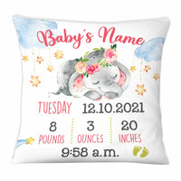 Personalized Elephant Baby Birth Announcement Pillow DB64 95O58 thumb 1