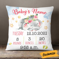 Personalized Elephant Baby Birth Announcement Pillow DB64 95O58 thumb 1