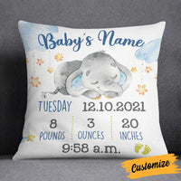 Personalized Elephant Baby Birth Announcement Pillow DB64 95O58 thumb 1