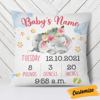 Personalized Elephant Baby Birth Announcement Pillow DB64 95O58 thumb 1