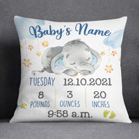 Personalized Elephant Baby Birth Announcement Pillow DB64 95O58 thumb 1