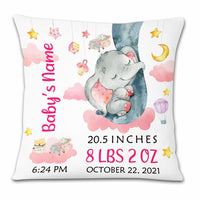 Personalized Elephant Baby Birth Announcement Pillow DB65 95O23 thumb 1