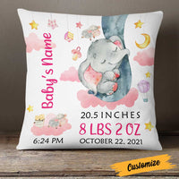 Personalized Elephant Baby Birth Announcement Pillow DB65 95O23 thumb 1