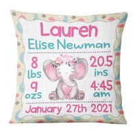 Personalized Elephant Baby Birth Announcement Pillow DB71 95O36 thumb 1