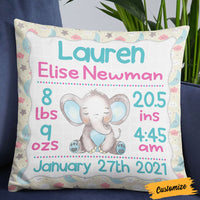 Personalized Elephant Baby Birth Announcement Pillow DB71 95O36 thumb 1