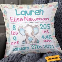 Personalized Elephant Baby Birth Announcement Pillow DB71 95O36 thumb 1