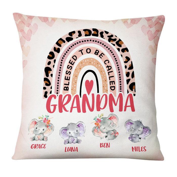 Personalized Blessed To Be Called Mom Grandma Kids Elephant Pillow DB71 85O36 1