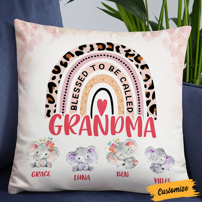 Personalized Blessed To Be Called Mom Grandma Kids Elephant Pillow DB71 85O36 1