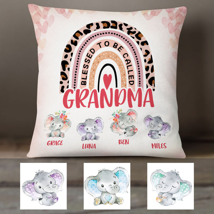Personalized Blessed To Be Called Mom Grandma Kids Elephant Pillow DB71 85O36 1