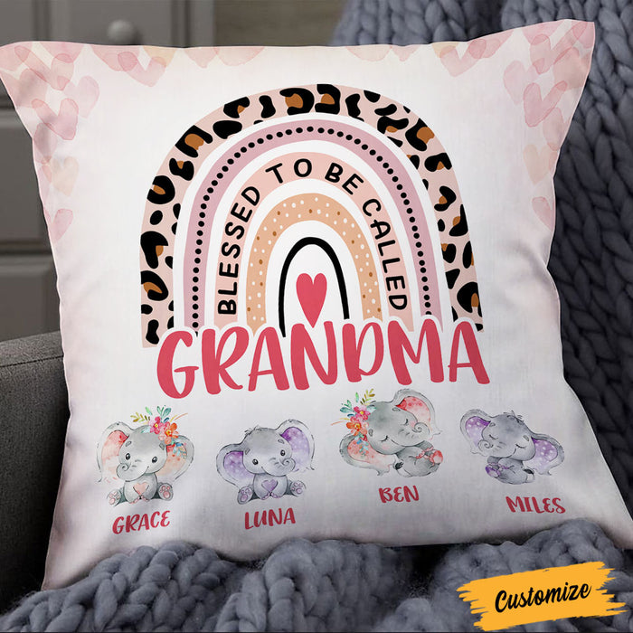 Personalized Blessed To Be Called Mom Grandma Kids Elephant Pillow DB71 85O36 1