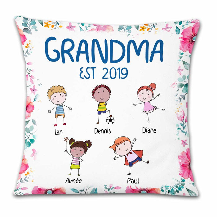 Personalized Mom Grandma Kids Flower Pillow DB72 81O23 1