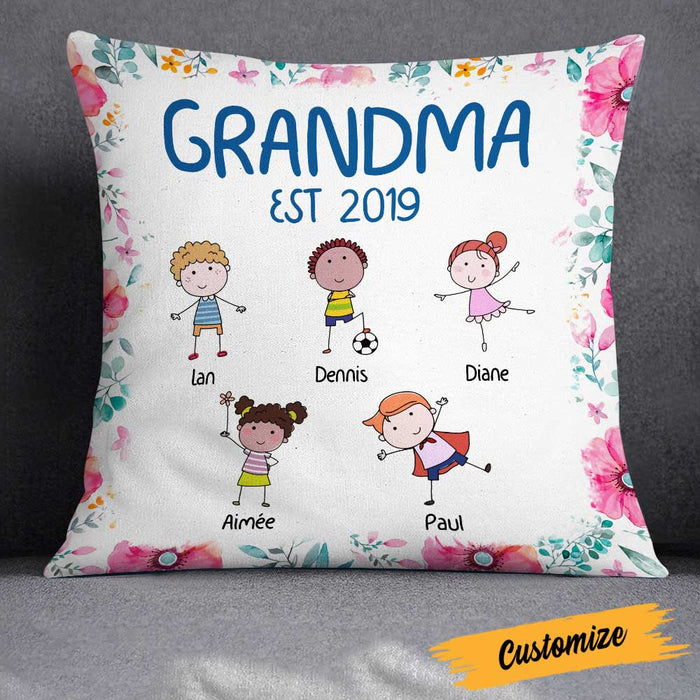 Personalized Mom Grandma Kids Flower Pillow DB72 81O23 1