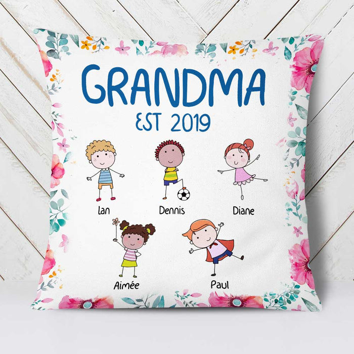 Personalized Mom Grandma Kids Flower Pillow DB72 81O23 1