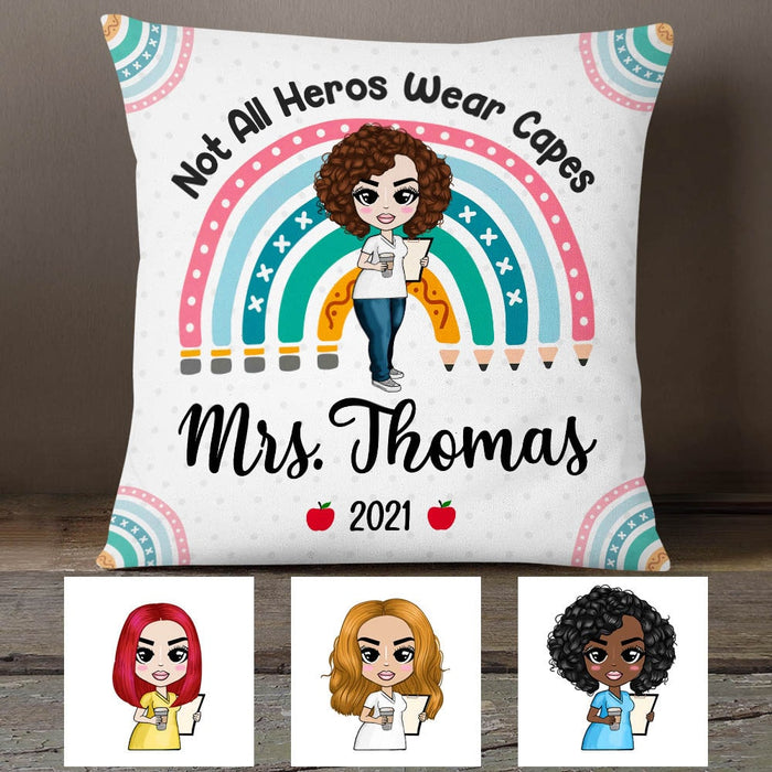 Personalized Proud Teacher Rainbow Pillow DB75 81O53 1