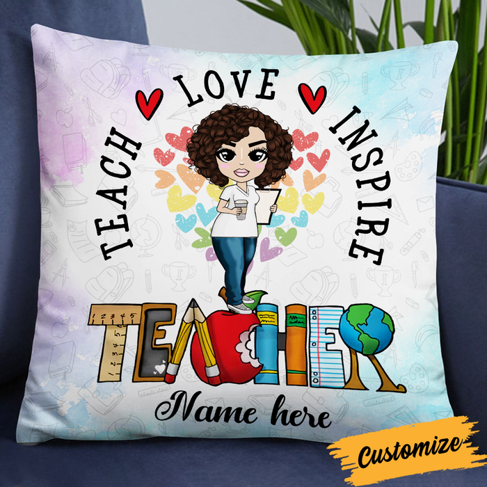 Personalized Proud Teacher Teach Inspire Pillow DB76 26O24 1