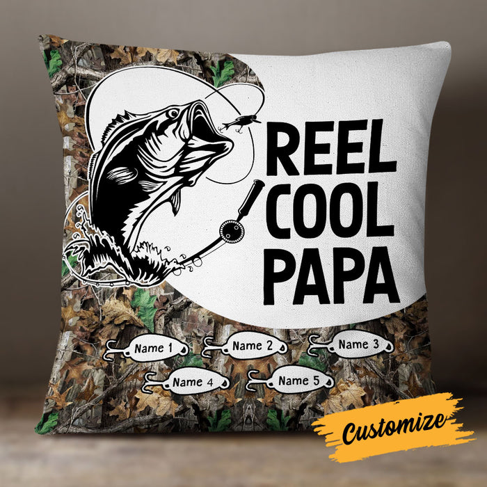 Personalized Fishing Reel Cool Grandpa Pillow DB83 30O18 1
