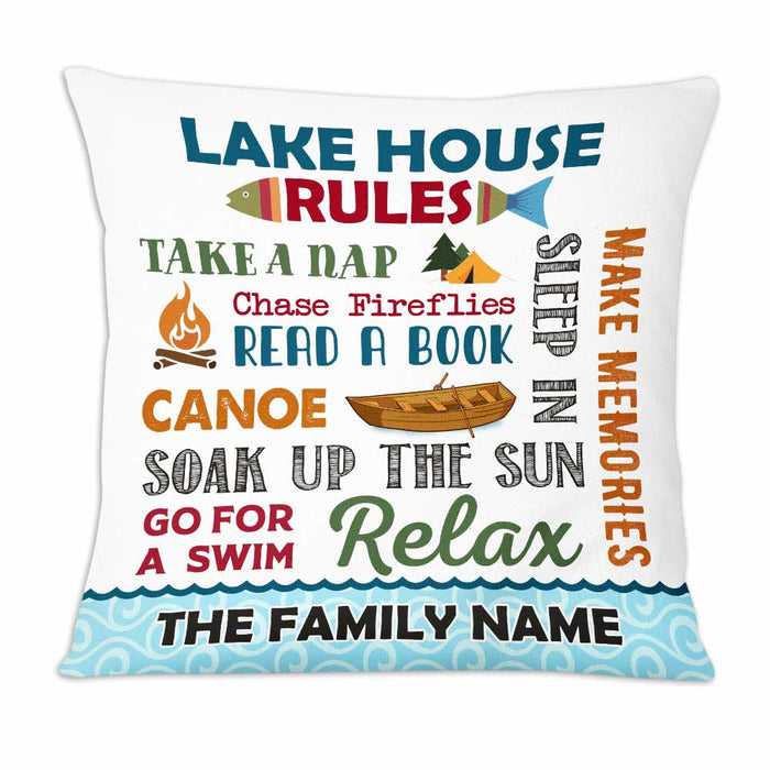 Personalized Lake House Rules Pillow DB103 95O47 1