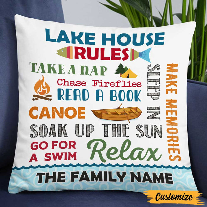 Personalized Lake House Rules Pillow DB103 95O47 1