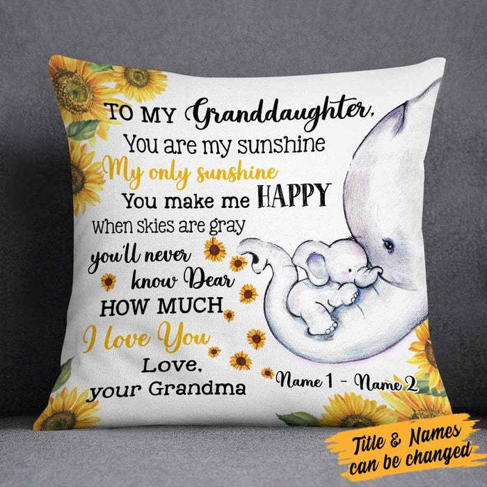 Personalized Granddaughter Elephant Sunflower Pillow DB94 87O58 1