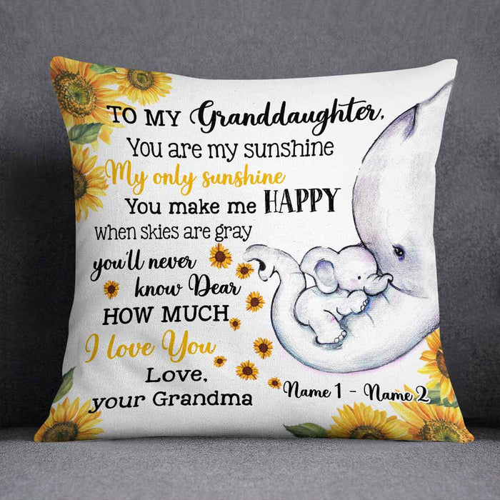 Personalized Granddaughter Elephant Sunflower Pillow DB94 87O58 1
