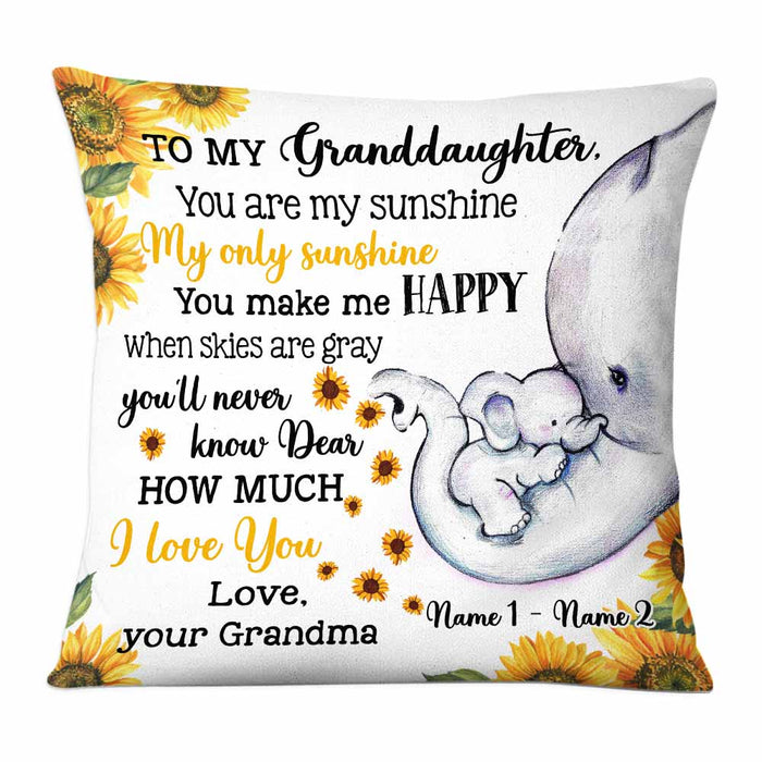 Personalized Granddaughter Elephant Sunflower Pillow DB94 87O58 1